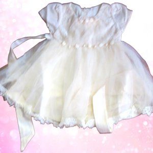 Baptism White Dress For Baby Girl 12M With Faux Pearls